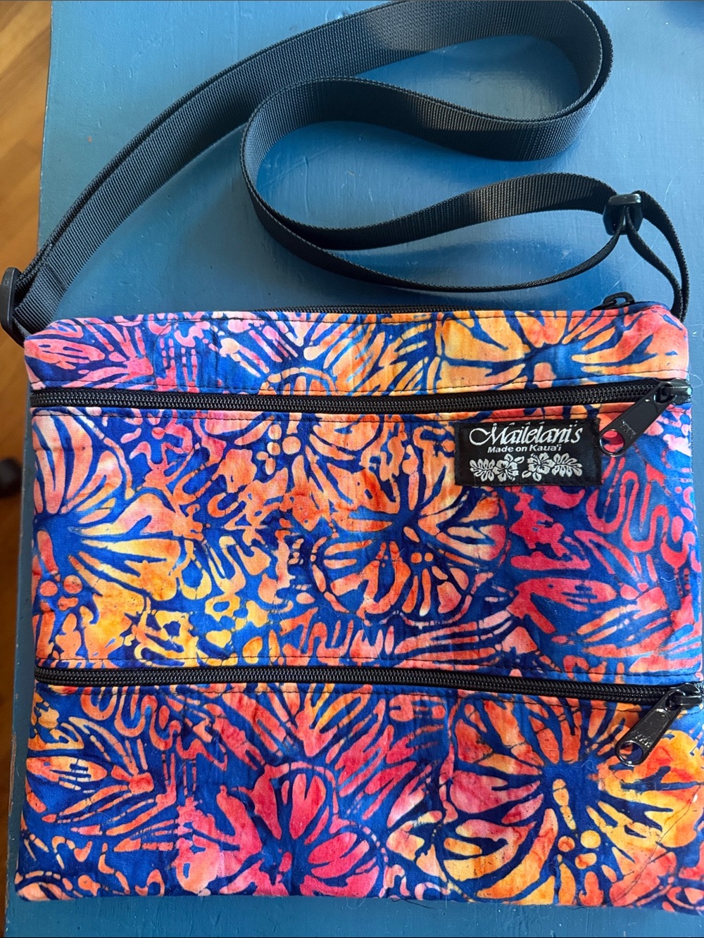 Mailelani Floral Crossbody Bag in Blue, Pink & Orange